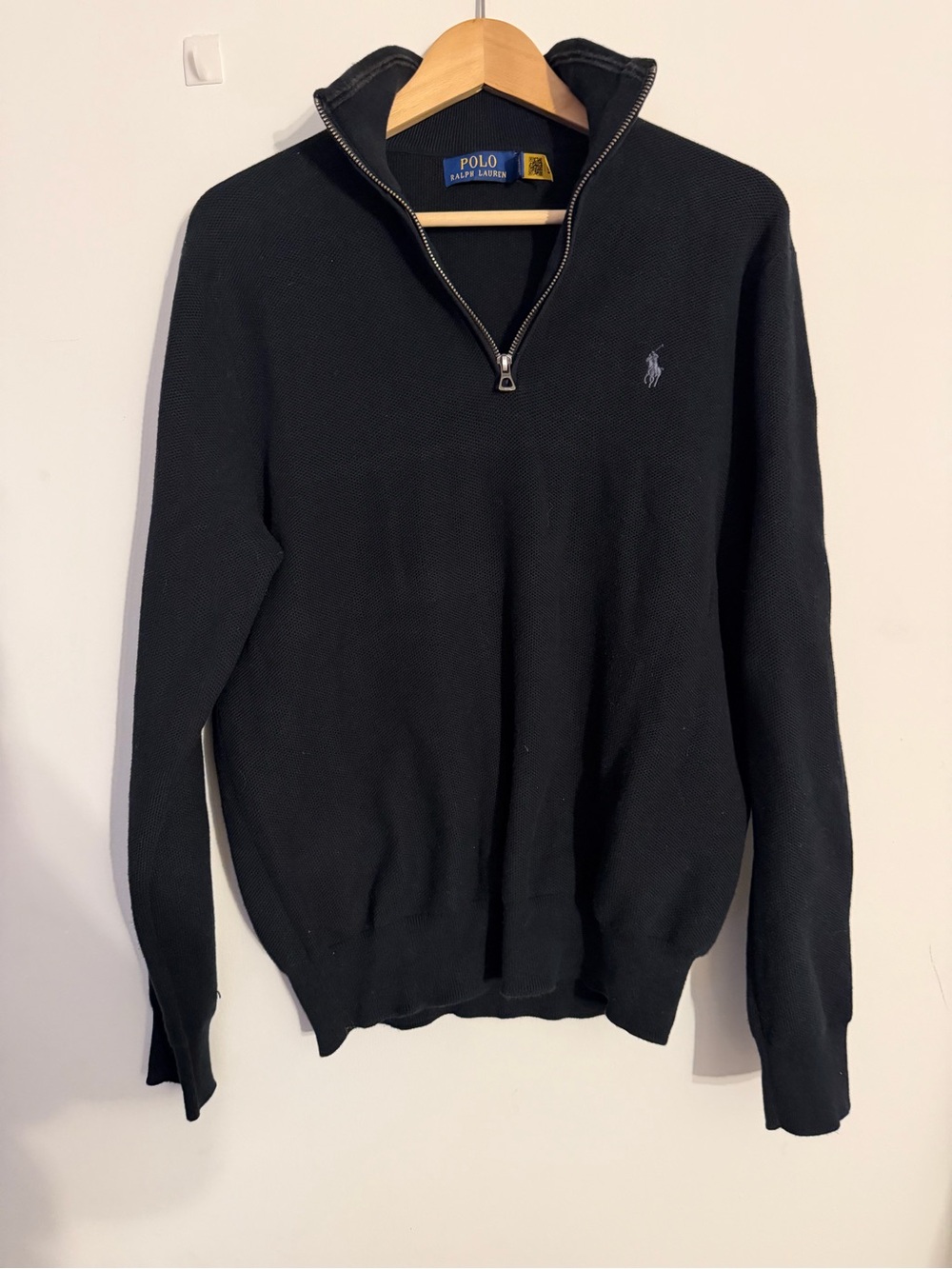 Polo by Ralph Lauren Black Half-Zip Knit Sweater with Pony Logo